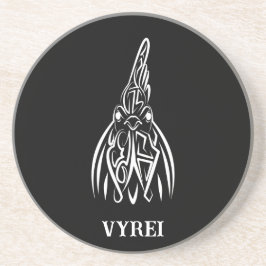 Rooster met zwarte en witte tribale zandsteen onderzetter