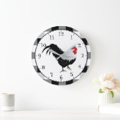 Rooster met zwarte witte cheque grote klok (Huis)