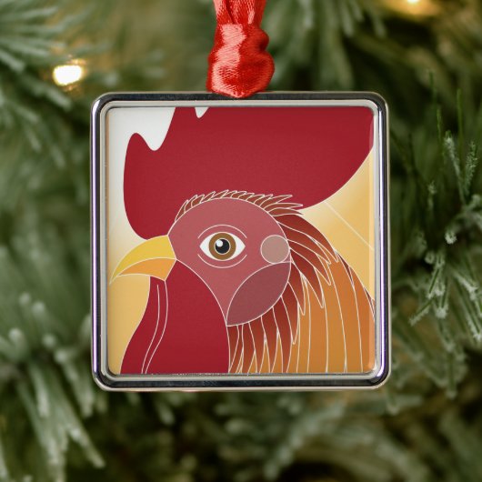 Rooster Metalen Ornament (Boom)