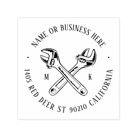 Rooster Monogram Naam Terugkeeradres Zelfinktende Stempel (Design)