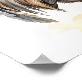 Rooster Neutral Kleuren Waterverf Schilderen Poster (Hoek)