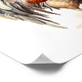 Rooster Neutral Kleuren Waterverf Schilderen Poster (Hoek)