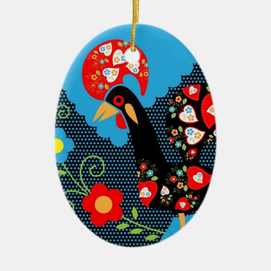 Rooster of Portugal Keramisch Ornament (Voorkant)