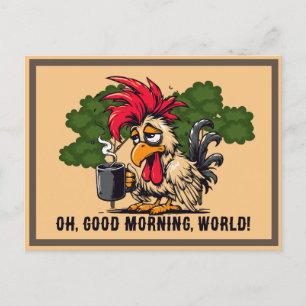 Rooster Oh, goedemorgen, wereld! Briefkaart