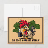 Rooster Oh, goedemorgen, wereld! Briefkaart (Voorkant / Achterkant)