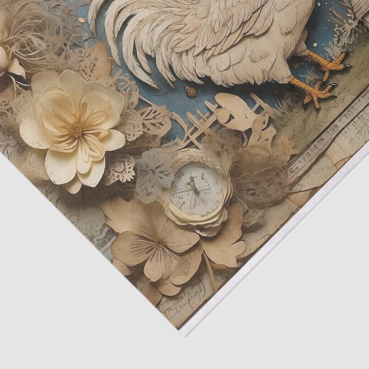 Rooster Old macdonald Boerderij Collage Tissuepapier (Detail)