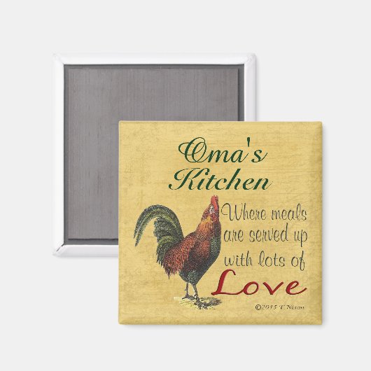 Rooster Oma's Keuken Koelkast Magneet (Voorkant / Achterkant)