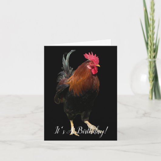 ROOSTER ON BLACK PHOTO BIRTHDAY GREETING CARD KAART (Voorkant)