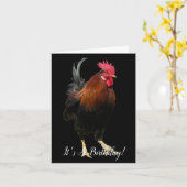 ROOSTER ON BLACK PHOTO BIRTHDAY GREETING CARD KAART (Gele Bloem)