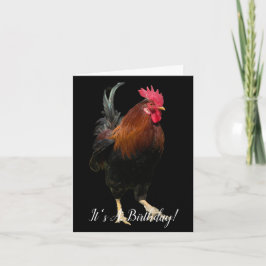 ROOSTER ON BLACK PHOTO BIRTHDAY GREETING CARD KAART