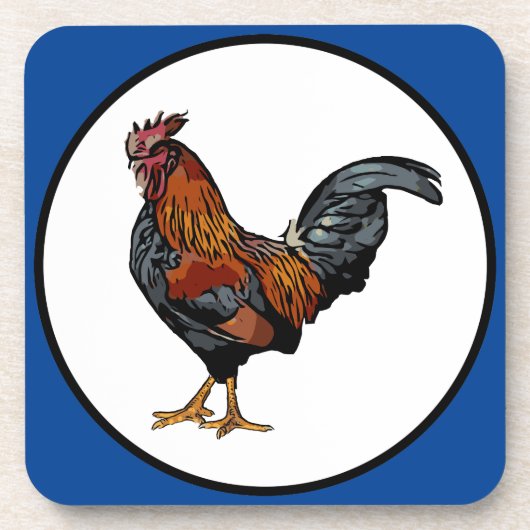 Rooster-onderzetters met kurkrug - set van 6 drankjes onderzetter (Voorkant)