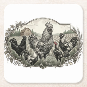 Rooster op de boerderij kartonnen onderzetters