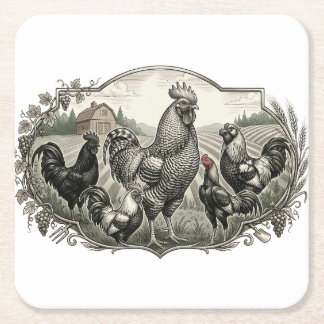 Rooster op de boerderij kartonnen onderzetters