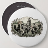 Rooster op de boerderij ronde button 6,0 cm (Voorkant /achterkant)