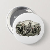 Rooster op de boerderij ronde button 7,6 cm (Voorkant /achterkant)