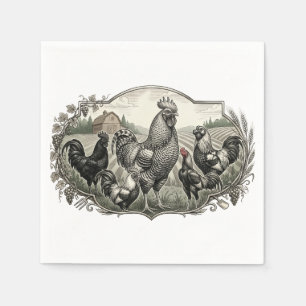 Rooster op de boerderij servet