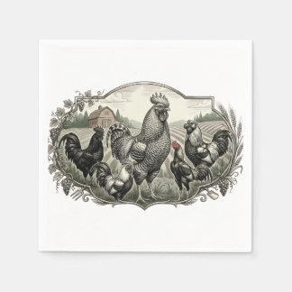 Rooster op de boerderij servet