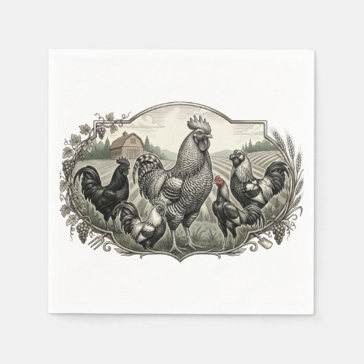 Rooster op de boerderij servet (Voorkant)