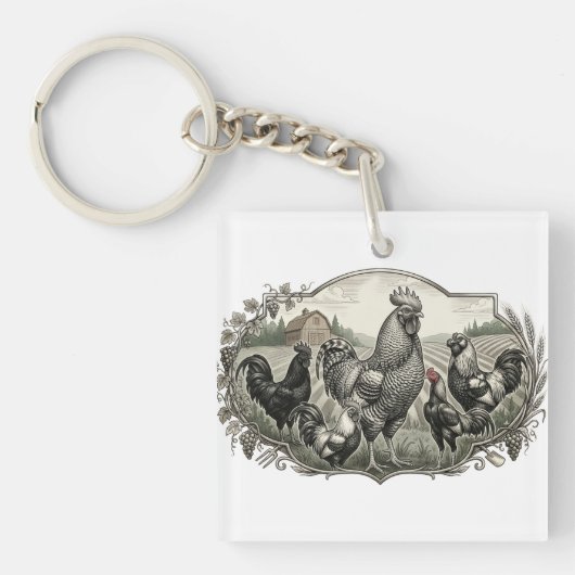 Rooster op de boerderij sleutelhanger (voorkant)