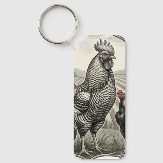Rooster op de boerderij sleutelhanger (Voorkant)