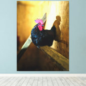 Rooster op een stok in schuur canvas afdruk (Insitu (Houten vloer))