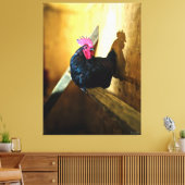 Rooster op een stok in schuur canvas afdruk (Insitu (Woonkamer))