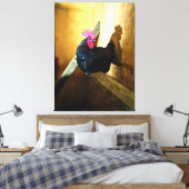 Rooster op een stok in schuur canvas afdruk (Insitu (Slaapkamer))