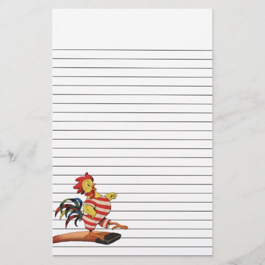 Rooster op het duikplank briefpapier (Voorkant)