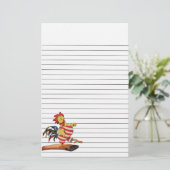 Rooster op het duikplank briefpapier (Staand voorkant)