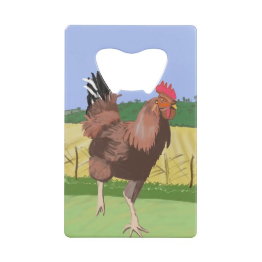 Rooster op het platteland creditkaart flessenopener (Voorkant)