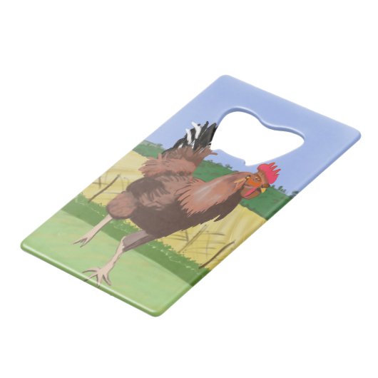 Rooster op het platteland creditkaart flessenopener (Achterkant Gekanteld)