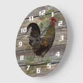  rooster op oude houten planken keuken grote klok (Hoek)
