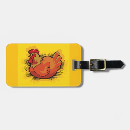 Rooster op stro bagagelabel (Voorkant horizontaal)