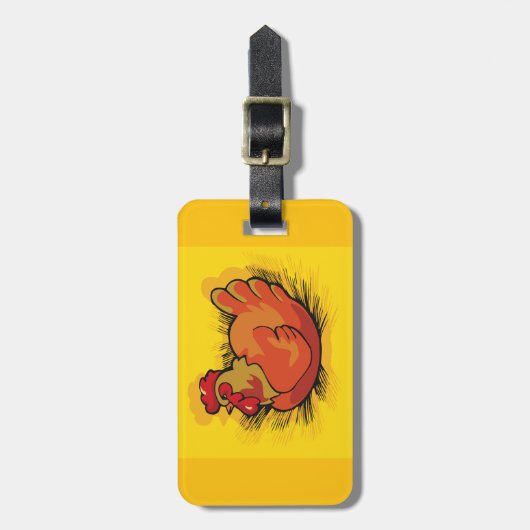 Rooster op stro bagagelabel (Voorkant verticaal)