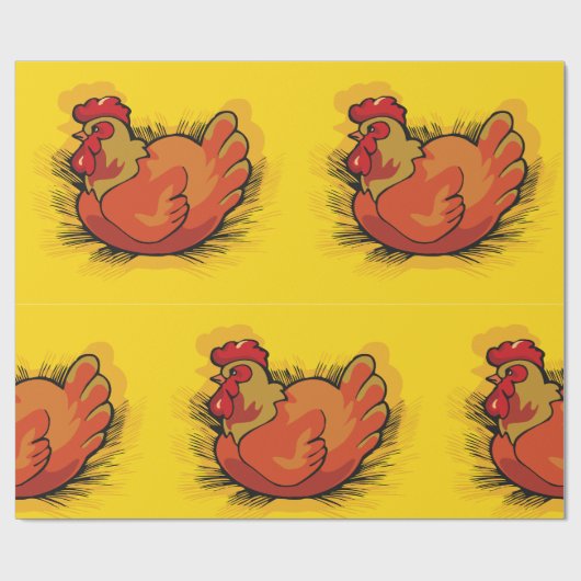 Rooster op stro cadeaupapier (Vlak)