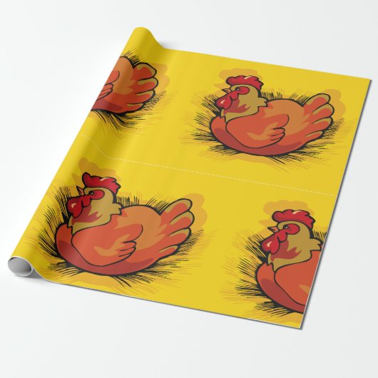 Rooster op stro cadeaupapier (Uitgerold)