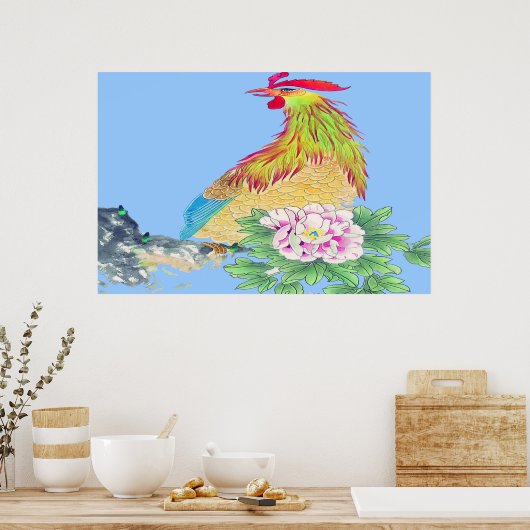 Rooster-opstaande poster tekening (Keuken)