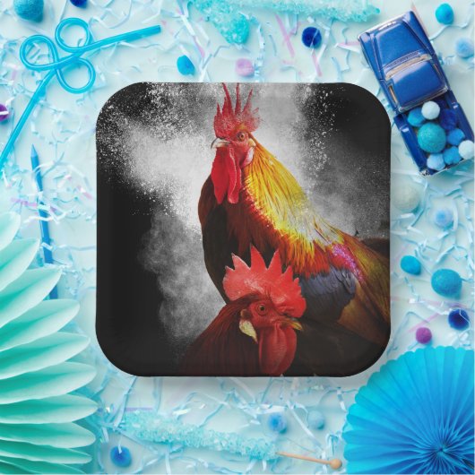 Rooster Papieren Bordje (Feest)