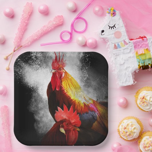 Rooster Papieren Bordje (Feest)