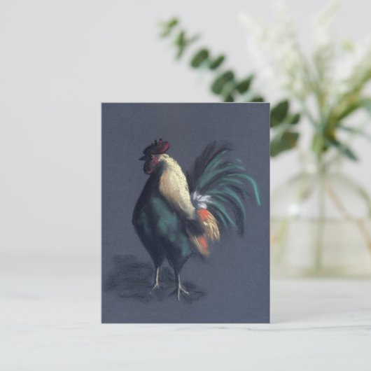 Rooster Pastel Briefkaart (Staand voorkant)