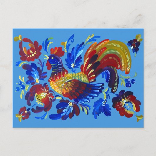 Rooster Petrykivka Oekraïense kunst Briefkaart (Voorkant)