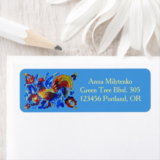 Rooster Petrykivka Oekraïense kunst Etiket (Insitu)