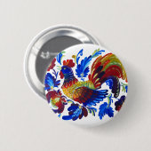 Rooster Petrykivka Oekraïense kunst Ronde Button 5,7 Cm (Voorkant /achterkant)