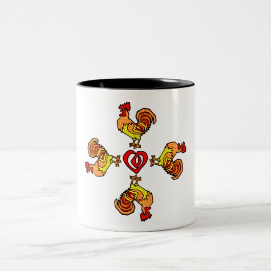 Rooster Pinrad Tweekleurige Koffiemok (Center)