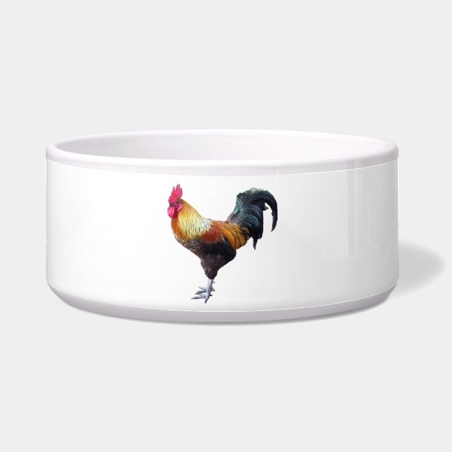 Rooster Plain Pet Bowl (2) maten Voerbakje (Voorkant)