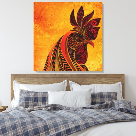 Rooster Portret Faux Canvas Afdrukken (Insitu (Slaapkamer))