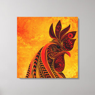 Rooster Portret Faux Canvas Afdrukken