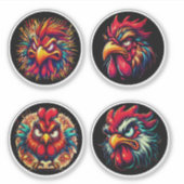 "Rooster Rage The Next Wave" 4-Pack Sticker Bundle (Voorkant)