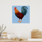 ROOSTER REALISTISCHE CARTOON POSTER (Keuken)