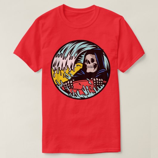 Rooster Reaper Skeleton Surf Surfing T-shirt (Design voorkant)